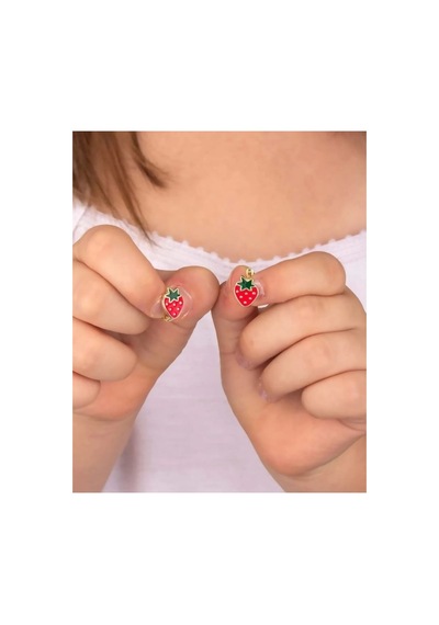 Lunarie Kırmızı Çilek Figürlü Mini Çivili Küpe