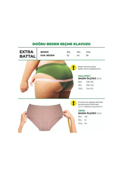 Alya Underwear Kadın Battal Külot - 3 Adet Siyah 8xl, 9xl, 10xl Ten