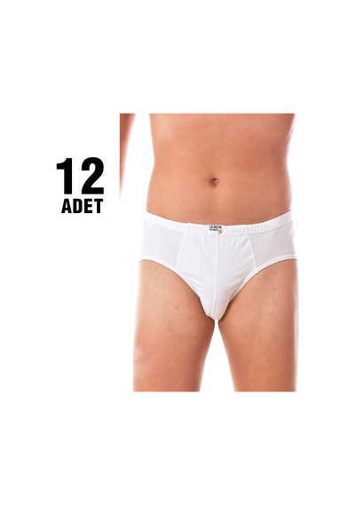 Seher Beyaz Penye Kom Erkek Slip Külot 12'Li Beyaz