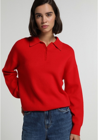 Colin's Colins Regular Fit Polo Yaka Düz Kadın Kirmizi Kazak Cl1083236 Q1.v2 Red Kırmızı