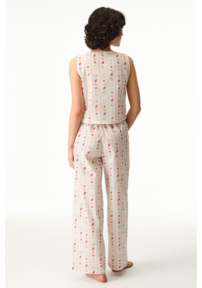 Penti Renkli Morning Time Desenli Pamuklu Pantolon Pijama Takımı