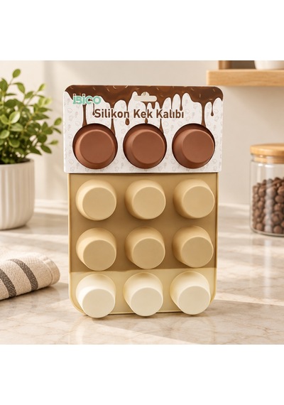 Silikon Muffin Kek Kalıbı Askılı Sarı