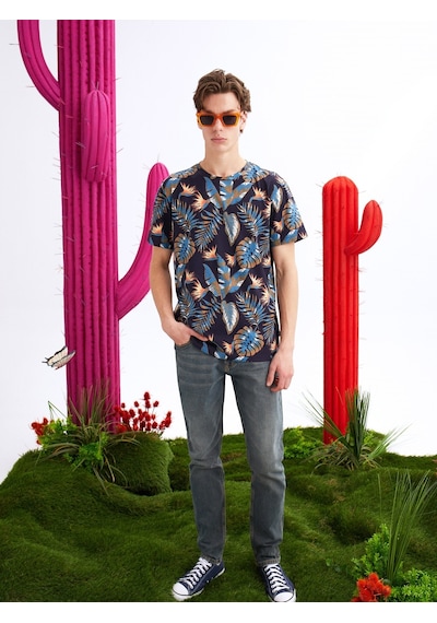 Colin's Colins Lacivertvert Erkek Tshirt K.Kol Cl1067731 Q1.V2 Nav Lacivert