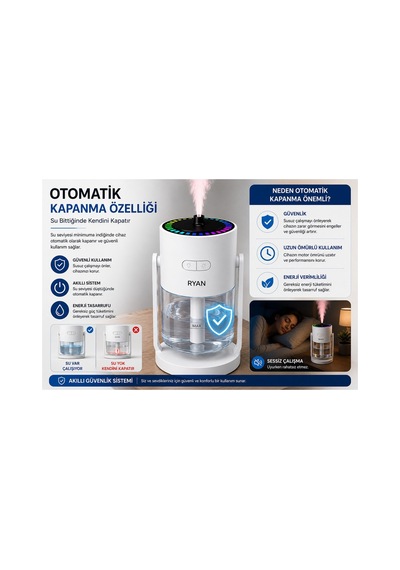 Yıldız Gökyüzü Projeksiyonlu Hava Nemlendirici 280 Ml 7 Renk Led, 180 Gece Lambası Ve Aroma Difüzör-14926