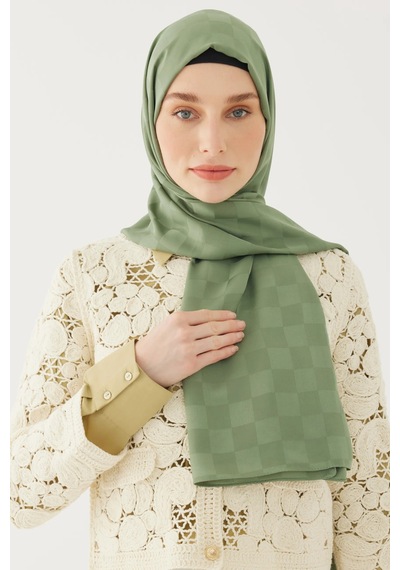 Mirsoy Scarf Dama Desen İpeksi Jakar Şal Yeşil