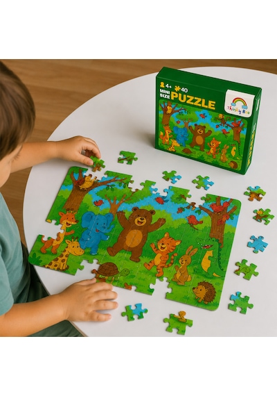 Mutlu Hayvanlar Mini Puzzle 40 Parça 3-7 Yaş Eğitici Çocuk Puzzle Yapboz