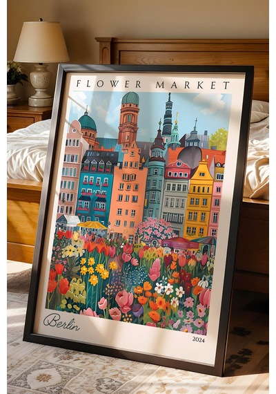 Berlin Almanya Çerçeveli Tablo Seyahat Severlere Salon Ve Ofis İçin Estetik Duvar Dekoru Travel Flower Market