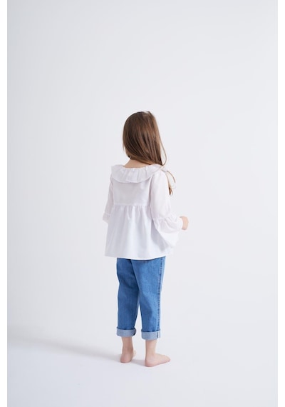 Oliventhekid Beyaz Poplin Bluz Beyaz Beyaz