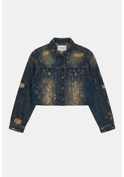 Kadın Kot Rengi 10w6-8 Kemer Boy Oversize Özel Tasarım Denim Ceket