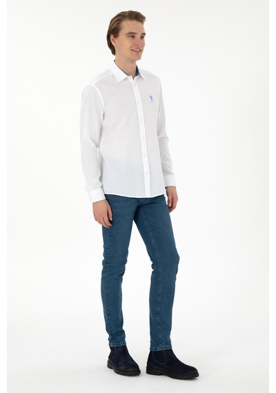 U.s. Polo Assn. Erkek Beyaz Gömlek Desenli 50292303-vr013 Beyaz