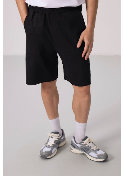 Tommylife Siyah Standart Fit Dokuma Hafif Esnek Chino Şort - 81290 Siyah