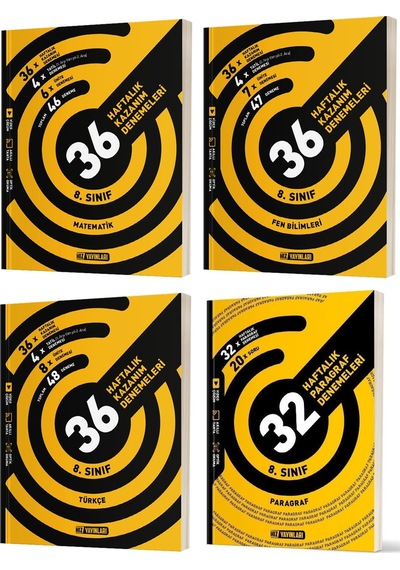Hız Lgs 2024 8. Sınıf Lgs Matematik + Türkçe + Fen + Paragraf Haftalık Kazanım Deneme Seti 4 Kitap