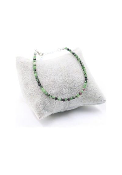 Anyolit Ruby In Zoisite Taşı Doğal Taş Kolye Bileklik Seti Fasetli Kesim 3-4 Mm Çok Renkli