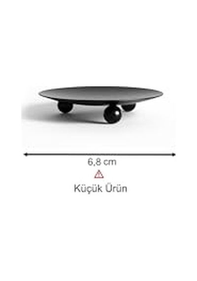Spelt Mum Tabağı Şamdan Metal Altlık Takı Kasesi Dekoratif Mini Organizer Düzenleyici Tabak Siyah 6,8 Cm
