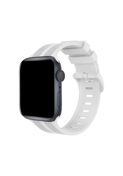 Newface Apple Watch 38mm Kr408 Çizgili Silikon Kordon - Beyaz Diğer