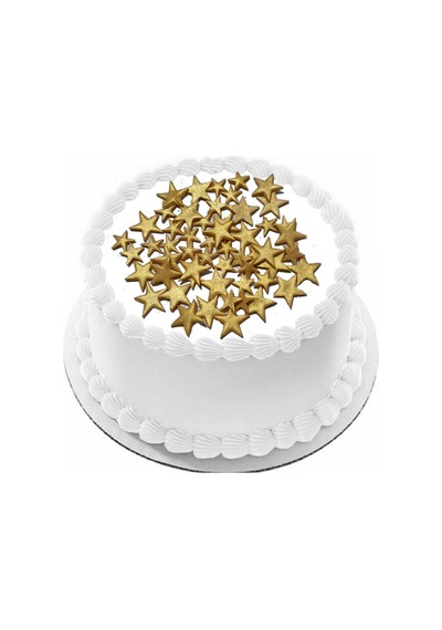 Yenilebilir Pasta Süsü Gold Yıldız Şeker Hamurundan 25 Gr