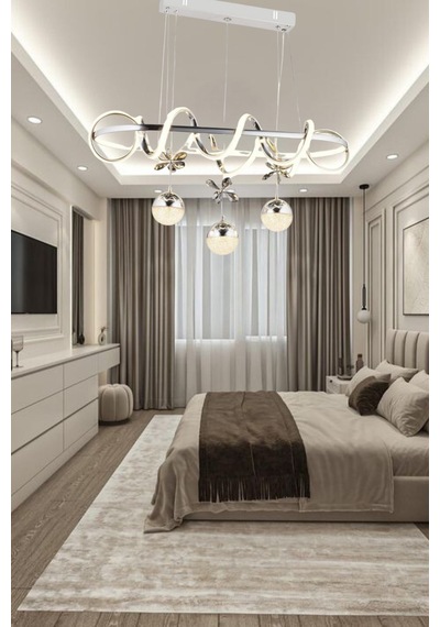 Modern Sarkıt Kıvrımlı Çember 3 Renk Powerled Krom 3 Toplu Led Avize Krom