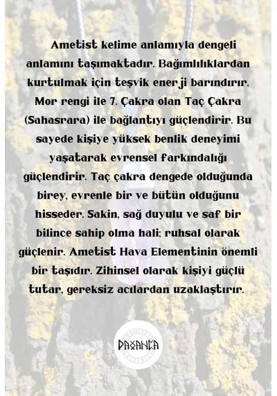 Ametist Doğal Taş Spiritüel  Pagan Kolye Diğer