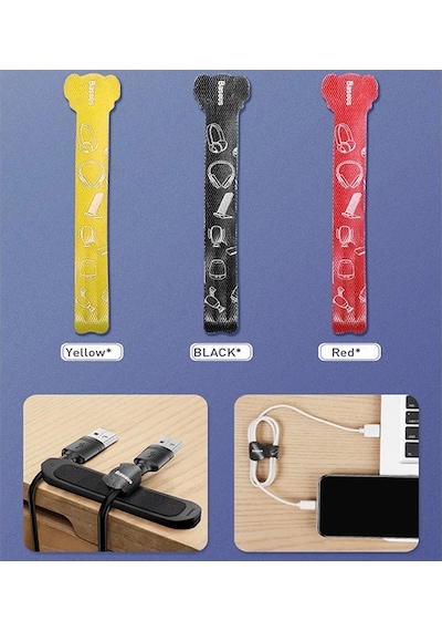 Baseus Cable Fixer Kit Kablo Organizatör Tutucu Ve Ayrıştıcı- 5775 Siyah