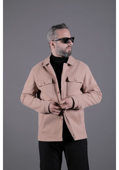 Ohepmoda Dikiş Detaylı Erkek Kaşe Kaban Mont Camel