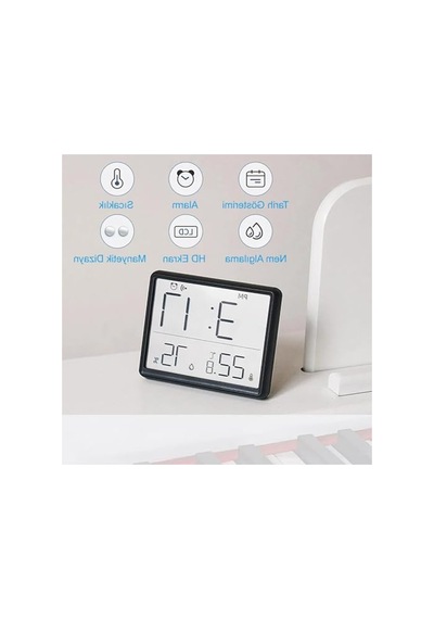 Mini Saat Alarm, Lcd Dijital Ekran İle Sıcaklık Ölçer