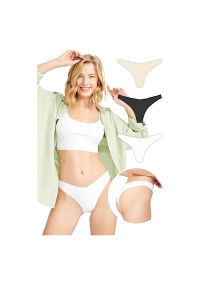 Cottonhill Basic İz Yapmayan Lazer Kesim Kadın Brezilya Külot 3'lü Paket - 5 Renkli4 Çok Renkli