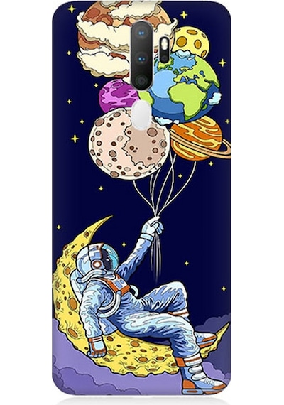 Oppo A9 2020 Uyumlu Silikon Kılıf Astronot Ve Gezegenler