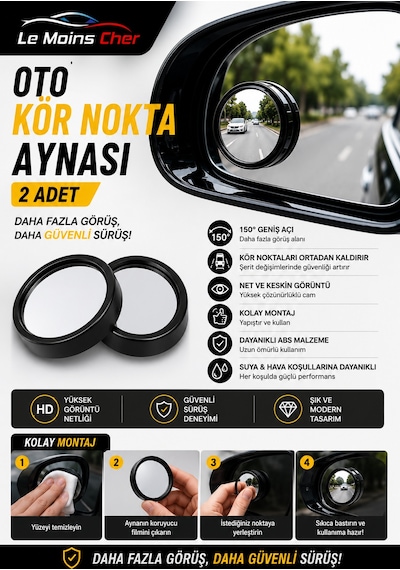 Toyota Rav4 Passion Oto Kör Nokta Aynası 2 Adet Yapıştırıcılı Geniş Açılı