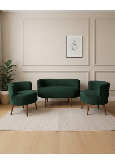 Sydney 2+1+1 Welsoft Tüylü Yumuşak Kumaş Balkon Çay Seti Koltuk Takımı - Ahşap Ayak - Yeşil Sydney 2+1+1 Welsoft Tüylü Yumuşak Kumaş Balkon Çay Seti Koltuk Takımı - Ahşap Ayak - Yeşil