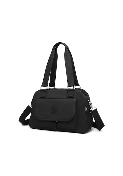 Smart Bags Orta Boy Çok Cepli Su Geçirmez Hafif Krınkıl Kumaş Kadın Omuz Çantası Siyah