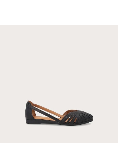 Nero Black Sandalet Kadın 03m4 Frau Leather Caged Ballet Flats Wıth Thın Straps siyah