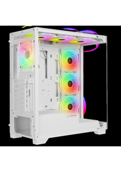 Rampage Hydra V3 Camlı 7 x 12 Cm Rgb Fan Atx Gaming Kasa Whıte