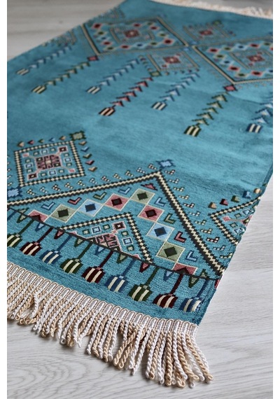 Kilim Desenli Astarlı Lüks Seccade S1020 Mavi Mavi