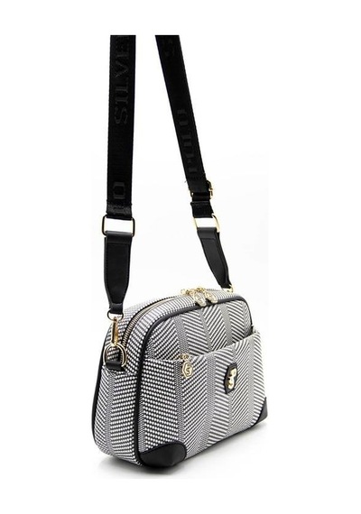 Silver & Polo Silver Polo Siyah Beyaz - Siyah Hasır Kadın Çapraz Çanta Sp1094