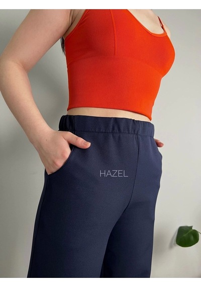 Hazel Kadın Lacivert Yüksek Bel Lastikli Bol Paça Pantolon-lacivert Lacivert