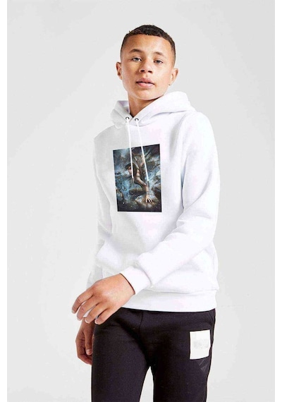 Tshirthane Tomb Raider Lara Croft Baskılı Unisex Çocuk Kapüşonlu Beyaz Sweat Beyaz