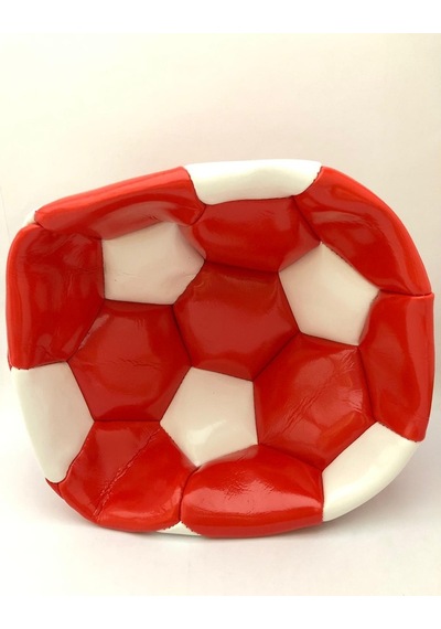 Dikişli Beyaz Kırmızı Nostaljik Futbol Topu