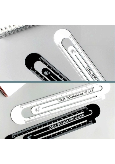 Omeniv 2 Adet Metal Cetvel Kitap Ayıracı Defter Kitap Masaüstü