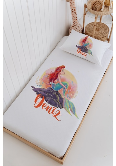İsme Özel %100 Pamuk Bebek Ve Çocuk Tek Kişilik 165 X 225 Cm Pike Takımı-deniz Kızı Beyaz