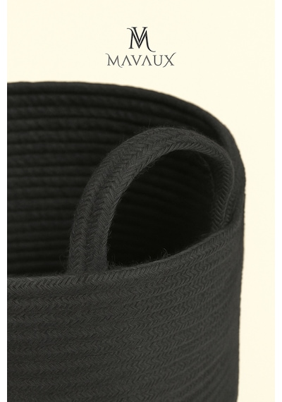 Mavaux Çok Amaçlı, 30cm-30cm Orta Boy, Yanları Saplı, Jüt, Hasır, Dokuma Sepet, Düzenleyici Organizer Antrasit