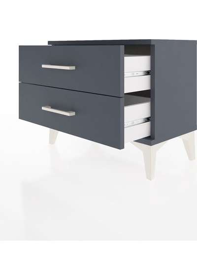 Arges Komodin 2 Çekmeceli 60x30x48 Antrasit-antrasit Antrasit