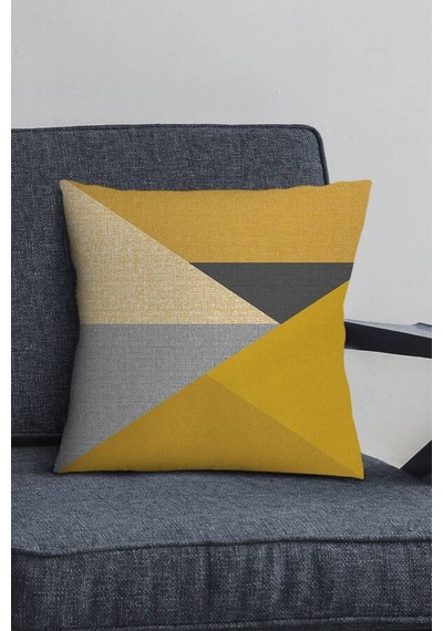Hardal Geometrik Çift Taraflı Yastık Kırlent Kılıfı Krl1121n11