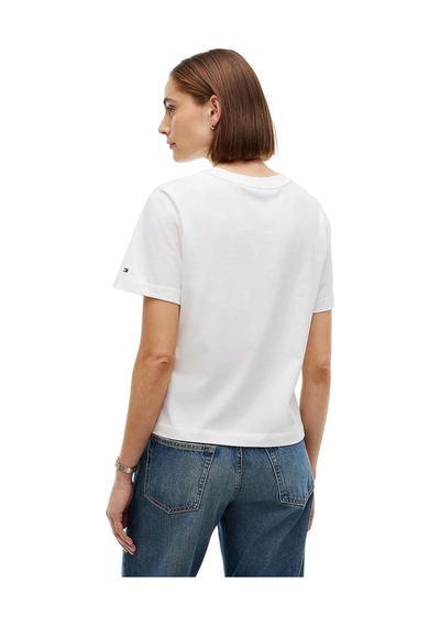 Tommy Hilfiger Scrıpt New Reg C-nk S/s Tshırt Kadın Beyaz T-shirt - Ww0ww52360