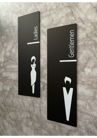 Siyah Mat Fine Serisi Kadın&erkek Wc Yönlendirme Levha Seti