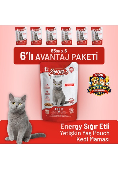 Sığır Etli Yetişkin Yaş Kedi Maması 85 G - 6 Adet