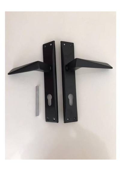 Piramit Mat Siyah Aynalı Çelik Kapı Kolu Daire Giriş Kapı Kolu 1 Takım Sağ Ve Sol