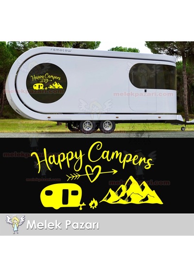Mutlu Kampçılar Kamp Sticker, Karavan Stickerı