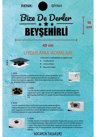 Konya Beyşehir Siyah Araba Etiketi Konya Bize De Derler Beyşehirli 40x15 Cm Otomobil Sticker 40 CM - Siyah