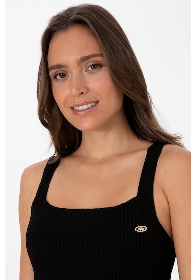 U.S. Polo Assn. Kadın Siyah Kare Yaka Kazak 50314626-VR046