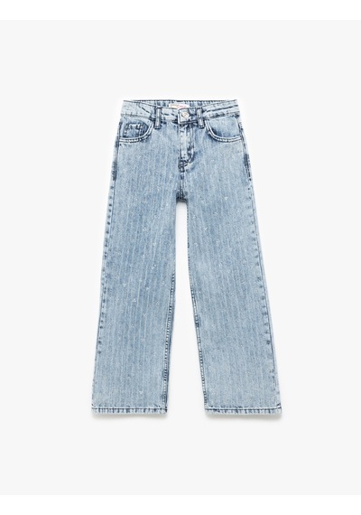 Koton Pamuklu Cep Detaylı Çizgili Geniş Paça Simli Denim Pantolon Lıght Indıgo 5skg40127ad Açık Mavi Koton Pamuklu Cep Detaylı Çizgili Geniş Paça Simli Denim Pantolon Lıght Indıgo 5skg40127ad Açık Mavi
